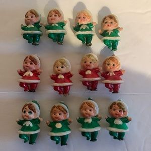 12 very vintage pixi/elves, plastic